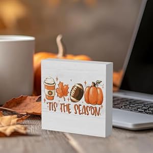 Rustic Tis' the Season Pumpkin Wood Box Sign, Farmhouse Retro Fall Artwork Decor, Autumn Harvest Thanksgiving Wooden Square Sign Desk Block Signs Home Shelf Office Decoration 5 x 5 Inches Rustic Tis the Season Pumpkin Wood Box Sign Farmhouse Retro Fall Artwork Decor Autumn Harvest Thanksgiving Wooden Square Sign Desk Block Signs Home Shelf Office Decoration 5 x 5 Inches