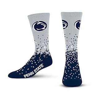For Bare Feet NCAA PENN STATE NITTANY LIONS Spray Zone Crew Sock Team Color Large