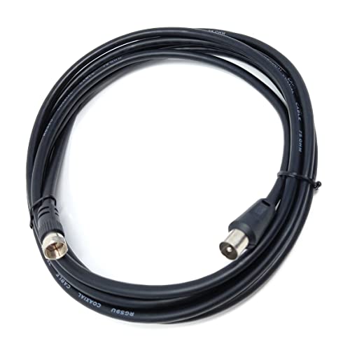 DRUT 3m RF TV Aerial Male to F Type Connector Male Plug Coaxial Coax Cable Lead 75 Ohm 3C 2V 10ft Black Nickel Conectors - Image 4