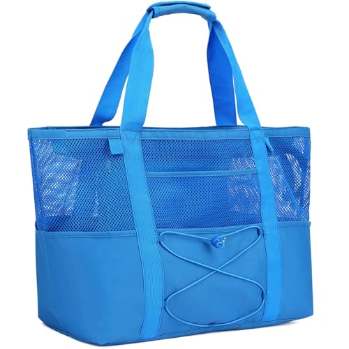 Image of Fammart Large Mesh Beach Bag for Women, Oversized Beach tote Swim Pool Bag
