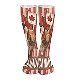 Calcetines altos hasta la rodilla con estampado de castor canadiense, calcetines largos por encima de la rodilla, calcetines casuales ajustados, botas altas de 46 cm
