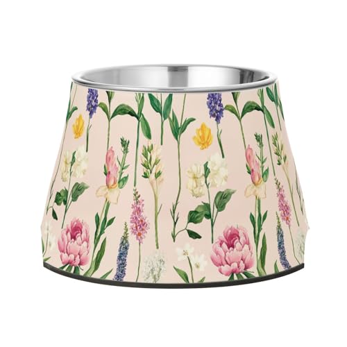 Lavender Gardenia Dog Bowl Stainless Steel Pet Dish