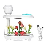 TBTeek USB Fish Tank Humidifier Ultrasonic Whisper-Quiet Operation Cool Mist Humidifier with 7 Night Lights and 8 Hours Shut-off Auto for Bedroom Babyroom Home Office Kids Baby