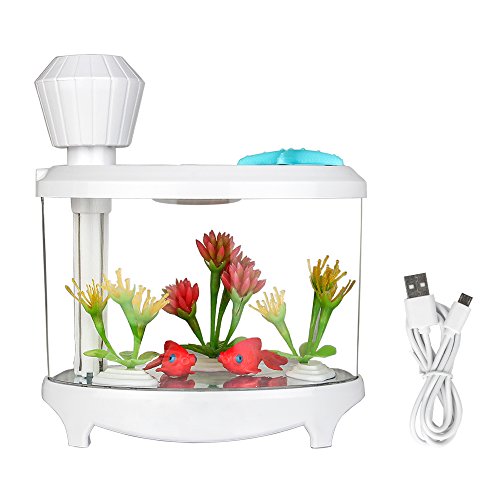 TBTeek USB Fish Tank Humidifier Ultrasonic Whisper-Quiet Operation Cool Mist Humidifier with 7 Night Lights and 8 Hours Shut-Off Auto for Bedroom Babyroom Home Office Kids Baby