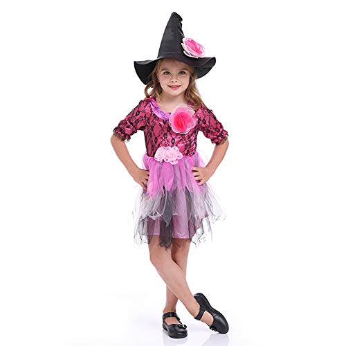 Preisvergleich Produktbild WONOOS Mädchenkostüme, Hexenprinzessin-Anzüge, Rollenspiel-Kostümballkostüme, Halloween-Karnevalsnacht-Themenparty,S