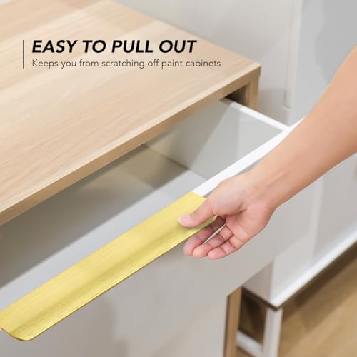 Image of Gold Cabinet Handles Finger Edge Pulls 11.8 Inch CC 20 Pack | Low-Profile Finger Grip, Cabinet Door Edge Mount, Smooth Handle Shape, 5.9 Inch (150mm), For Drawers, Cupboards, Kitchen