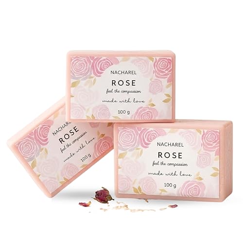 Image of Rose Soap | Pure & Gentle Bathing Bar for Glowing Skin | Nourishing & Aromatic Soaps for Men & Women | Natural Cleansing Bar For Moisturising | Soap for All Skin Types | Pack Of 3