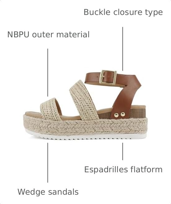 Image of Soda Top Shoe Bryce Open Toe Buckle Ankle Strap Espadrilles Flatform Wedge Casual Sanda
