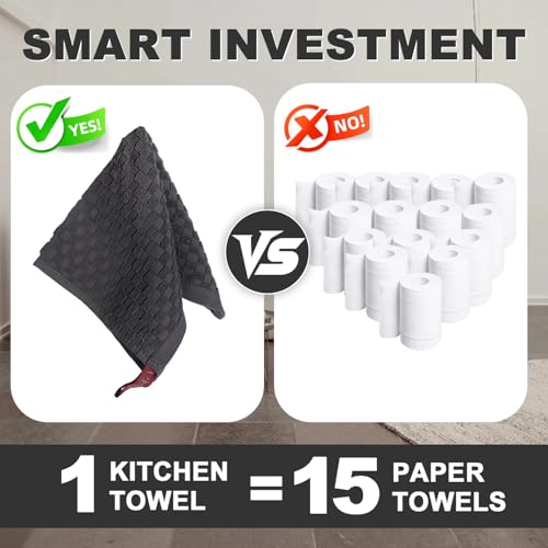 Image of 4 Pack 100% Cotton Wash Cloth, 12x12 Inch Highly Absorbent and Soft Feel Fingertip Towels, Machine Washable Washcloths for Bathroom, Gym, Hotel, Spa and Kitchen, White /Grey
