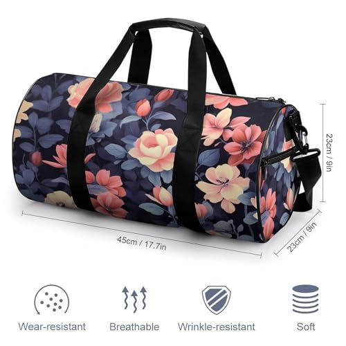 Duffel Bag Vintage Floral Printed Foldable Gym Bag for Men Women Duffle Bag Lightweight with Inner Pocket for Travel Sports2