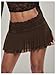 RoseSeek Women's Lace Mesh Y2K Going Out Skirts Layered Ruched Ruffle Low Waist Mini Skirt Coquette Streetwear Skirt Skort Coffee Brown X-Large