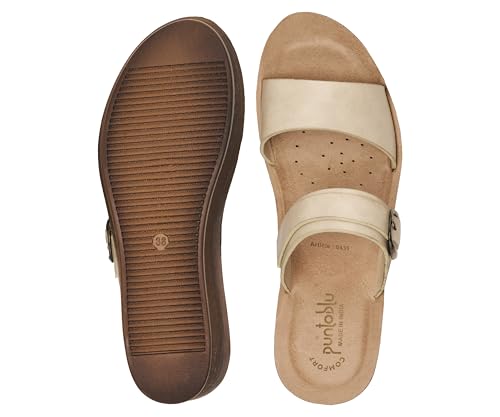 Image of puntoblu Cushion Comfort Designer Platform Heels for Women | Comfortable Padded Footbed | Anti-Skid & Durable Wedge Heel Slippers for Girls | Ideal for Casual, Party & Ethnic Wear