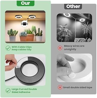 Wiaxulay Grow Lights for Indoor Plants, 144 LEDs Full Spectrum LED Plant Grow Light, 5V/3A Under Cabinet Grow Lamp with Auto Timer 6/12/16 Hrs, 3 Lighting Mode, 5 Brightness Levels, Tri Head (3.5in)