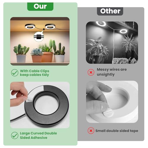 Wiaxulay Grow Lights for Indoor Plants, 144 LEDs Full Spectrum LED Plant Grow Light, 5V/3A Under Cabinet Grow Lamp with Auto Timer 6/12/16 Hrs, 3 Lighting Mode, 5 Brightness Levels, Tri Head (3.5in)