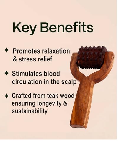 Image of Flavoma Balyantra Wooden Roller Massager For Scalp | Acupressure Roller Massage | Head Massager For Hair Growth | Manual Head Massager | Promotes Hair Growth | Dandruff Removal