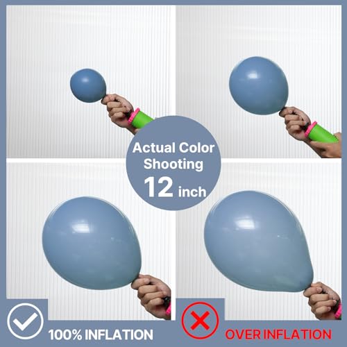 Image of PartyWoo Dusty Blue Balloons 140pcs Different Sizes Pack of 18 12 10 5 Inch Slate Blue Boho Neutral Balloon Arch Kit for Baby Shower Graduation Cat Tornado Birthday Party Decorations Blue-F55