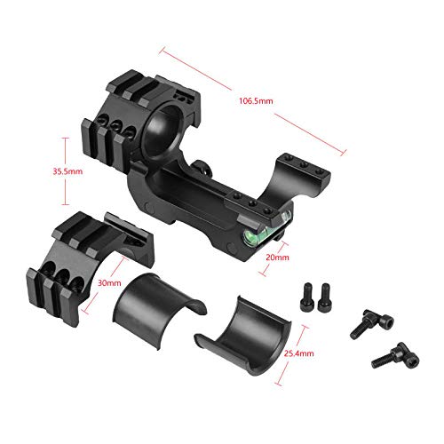 Rail Picatinny de Anillo Doble con Nivel de Burbuja para Airsoft Tactico Accesorios Rifle y Armas Montaje de Alcance Soporte de Visor, Linterna Riel Carril Adaptador Weaver