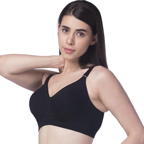 Image of KYANDO Women's Non Wired, Non Padded, Seamless Bra - Regular Bra for Women Everyday - in Colours Black /Navy /Skin /Orchid /White /Chestnut /Wine Size in 32 to 42 Cups in C /D /E