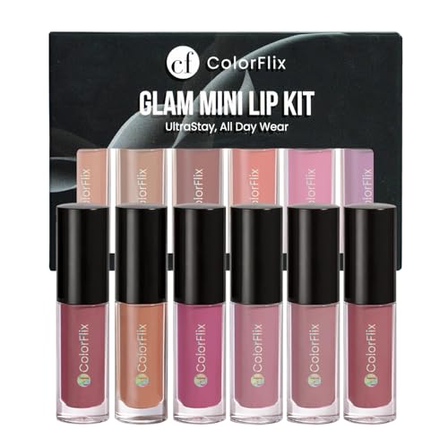 Image of ColorFlix Glam Mini Lip Kit - Set of 6 UltraStay Long Lasting Lipsticks, Matte & Creamy Texture, Smudge-Proof, Travel-Friendly Lip Shades, Perfect for Party Look & Gifting (2ml Each)