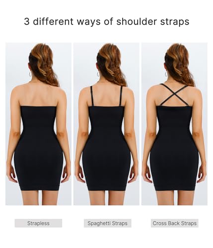 Image of Nebility Strapless Shapewear Slip for Women Tummy Control Body Shaper Under Dress Seamless Lingerie with Removable Straps