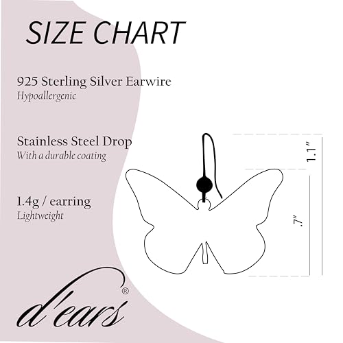 d'ears Monarch Butterfly Earrings by d'ears Non-Tarnish Sterling Silver French Hook Ear Wire2
