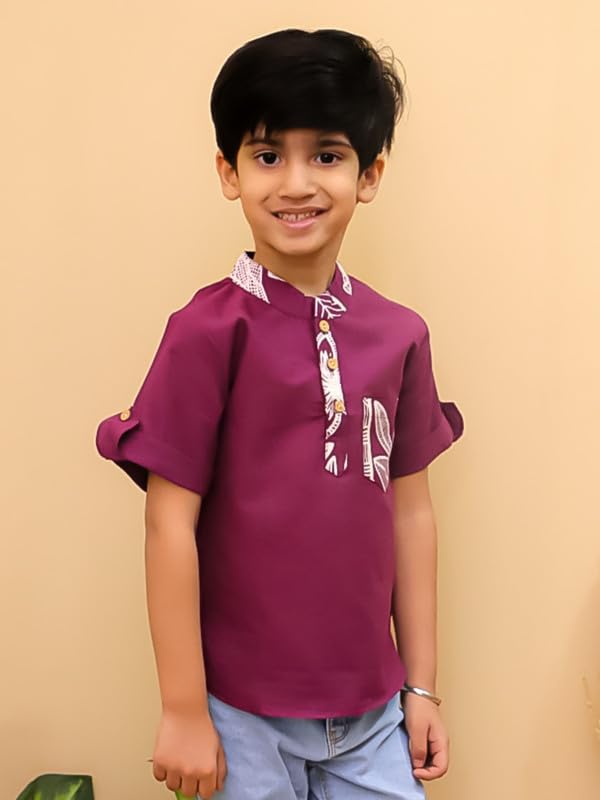 Image of superminis Boys Cotton Regular Fit Printed Kurta Shirt