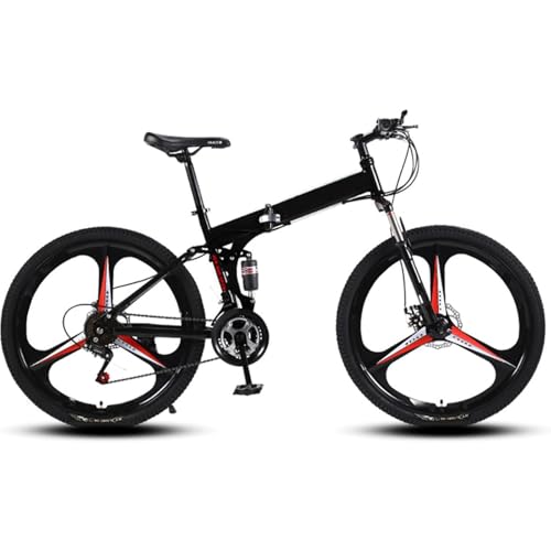 Bicicleta de Montaña Plegable 26 Pulgadas para Adultos, 21 Velocidades Shimano y Frenos de Doble Disco, Cuadro de Aluminio con Doble Suspensión, Carga Máxima 150 kg para Senderismo y Uso Diario
