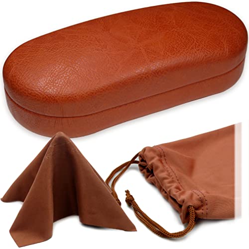 MyEyeglassCase Hard Sunglasses Cases for Large to oversized frames with cleaning cloth