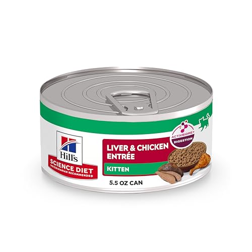 Hill's Science Diet Kitten, Kitten Premium Nutrition, Wet Cat Food, Liver & Chicken Minced, 5.5 oz Can, Case of 24