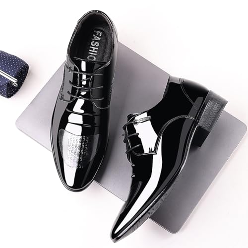 Men's Dress Shoes Business Classic Formal Derby Lace-up Shoes Oxford Shoes Patent Leather Tuxedo Shoes3