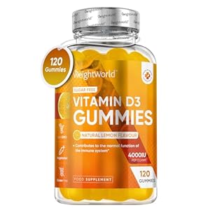 Vitamin D Gummies Adults 4000IU – Sugar-Free – 4 Months Supply – Natural Lemon Flavour – 120 Chewable Vitamin D3 Gummies – Vegetarian Friendly – High Strength Vitamin D Supplement – GMO & Gluten Free