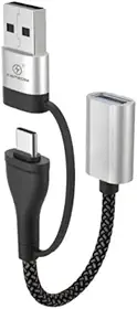 Adaptador USB para USB‑C 2 em 1 com Cabo Reforçado – Conexão Rápida e Compact 2 em 1 – Compatível com Smartphones, Tablets e Notebooks