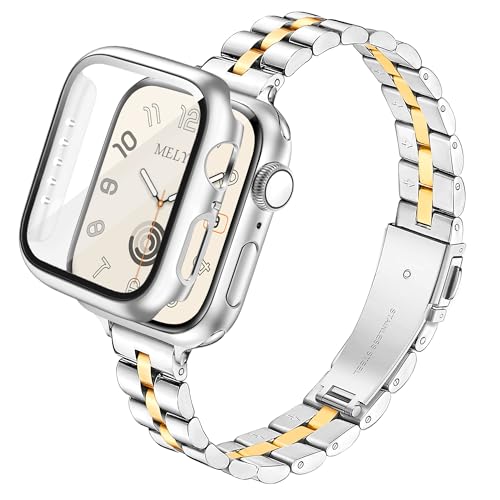 Bracelet fin en métal Apple Watch acier inoxydable avec coque de protection