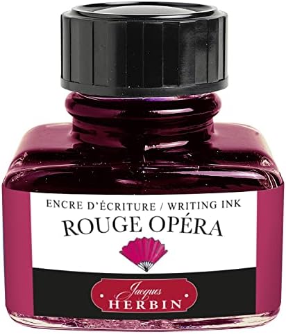 Jacques Herbin - Ref 13048T - Ink for Fountain Pens & Rollerball Pens - Poussière de Lune / Moondust Purple - 30ml Bottle with Integrated Pen Rest - Red-Coloured Ink