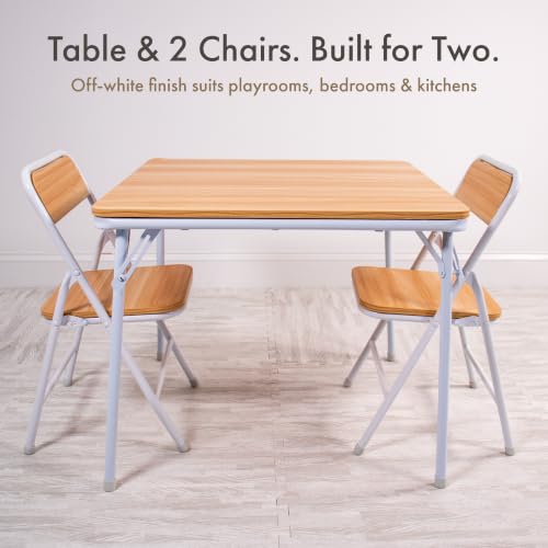 Image of Humble Crew Toddler Table and Chair Set for Kids, Wood Activity Furniture | Sturdy 3 piece playroom or bedroom desk, perfect size for crafts, snacks, homework, and learning, includes 2 matching seats