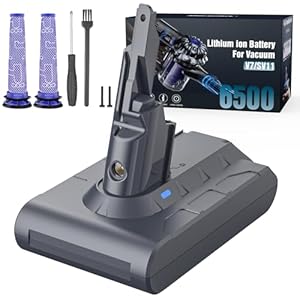 Replacement Battery for Dyson V7, Morpilot 6500mAh Li-ion Battery for Dyson V7 SV11 Animal Fluffy Trigger Motorhead and Total Series Vacuum Cleaner with 2 Pre-Filters