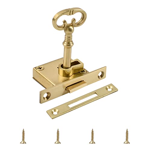 UFURMATE Vintage Lock Set including Key - Gold Cabinet, Drawer, Jewelry Box Lock with Retro Style, Antique Brass Finish