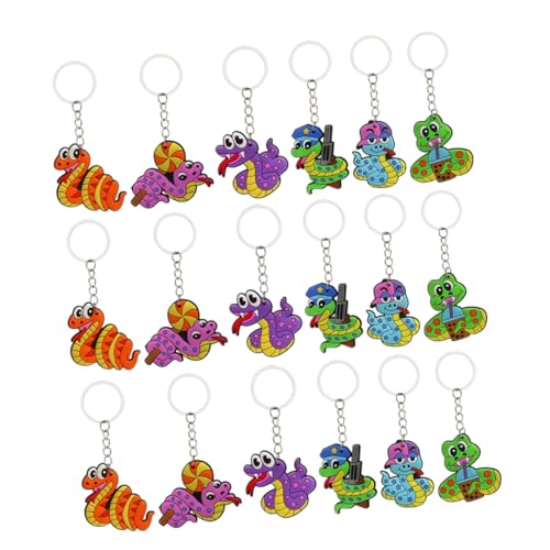 Ciieeo 18Pcs Snake Shaped Keychain for Fun Cartoon Party Favors Unique Goodie Bag Fillers Class Awards Playful Decorative Accessories for All Ages