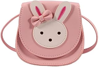 GOTH Perhk Girls Shoulder Bag Crossbody Bag Cute Bunny Rabbit PU Leather Handbag Cartoon Animal Mini Bag for Preschool Kids Toddlers Baby Girls(Pink)