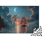 🌸Buon regalo: il Moonlit Red Sail Ship puzzle finito misura 38x26cm/1000pcs una volta completato. I migliori regali per ragazzi e ragazze dai 14 anni in su per compleanni o festività (Natale, Halloween, Ringraziamento, ecc.)