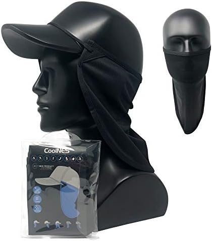 CoolNES - UV Sun Protection Neck Drape Adjustable Multifunctional 2 in 1 Face Covering for Outdoor Fishing - Unisex Black