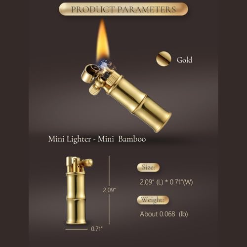 Image of Smoke King Vintage Windproof Trench Lighter Brass & Copper Alloy, Leak-Resistant, Collector-Ready Bamboo Design (Fuel Not Included)