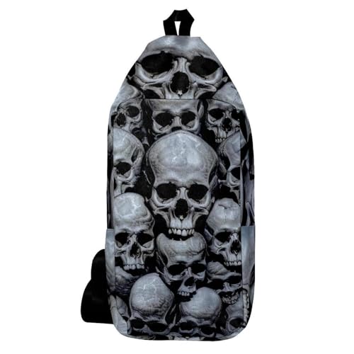 Bolsa de viaje de calavera humana, mochila cruzada multicolor unisex
