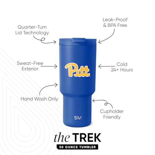 Image of Simple Modern Pitt Panthers Tumbler with Straw | 30oz | Collegiate | Trek Officially Licensed University of Pittsburgh Insulated Water Bottle, Travel Mug | Football Gift for Men, Dad, Him, Her
