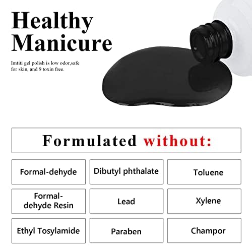 Miniatura 6 de Imtiti Esmalte de uñas de gel, 1 esmalte de gel de color negro de 0.0 fl oz, esmalte de uñas de gel de larga duración con LED que se puede remover,