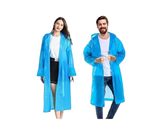 Unisex Transparent Blue EVA Raincoat with Hood, Lightweight, Waterproof, Foldable, Snap Buttons, for Travel & Outdoor Use-image-49