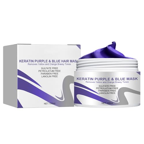 Boxiatil Haarmasker voor droog en geblondeerd haar, vitamines, keratine, haarkuur, zilver haarmasker, haarmasker voor blond, blond of highlights haar, neutraliseert gele tint