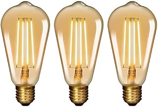 ENUOTEK Old Fashioned Edison ST64 E27 6W LED Long Filament Light Bulb Lamp Vintage LED Light Bulbs with Retro Coated Glass Lamp Shade Replace 60W Incandescent Light Bulb 3 Pack