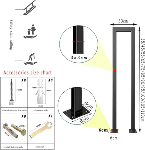Escalier en spirale duplex barre d'appui de sécurité en fer forgé 95cm - 4