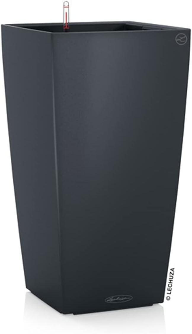 Lechuza 13164 Cubico Color 22 Indoor and Outdoor Use, 9" x 9" x 16", Slate Matte Self Watering Planter, 16"